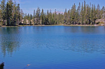 Lassen Peak across Crystal Lake